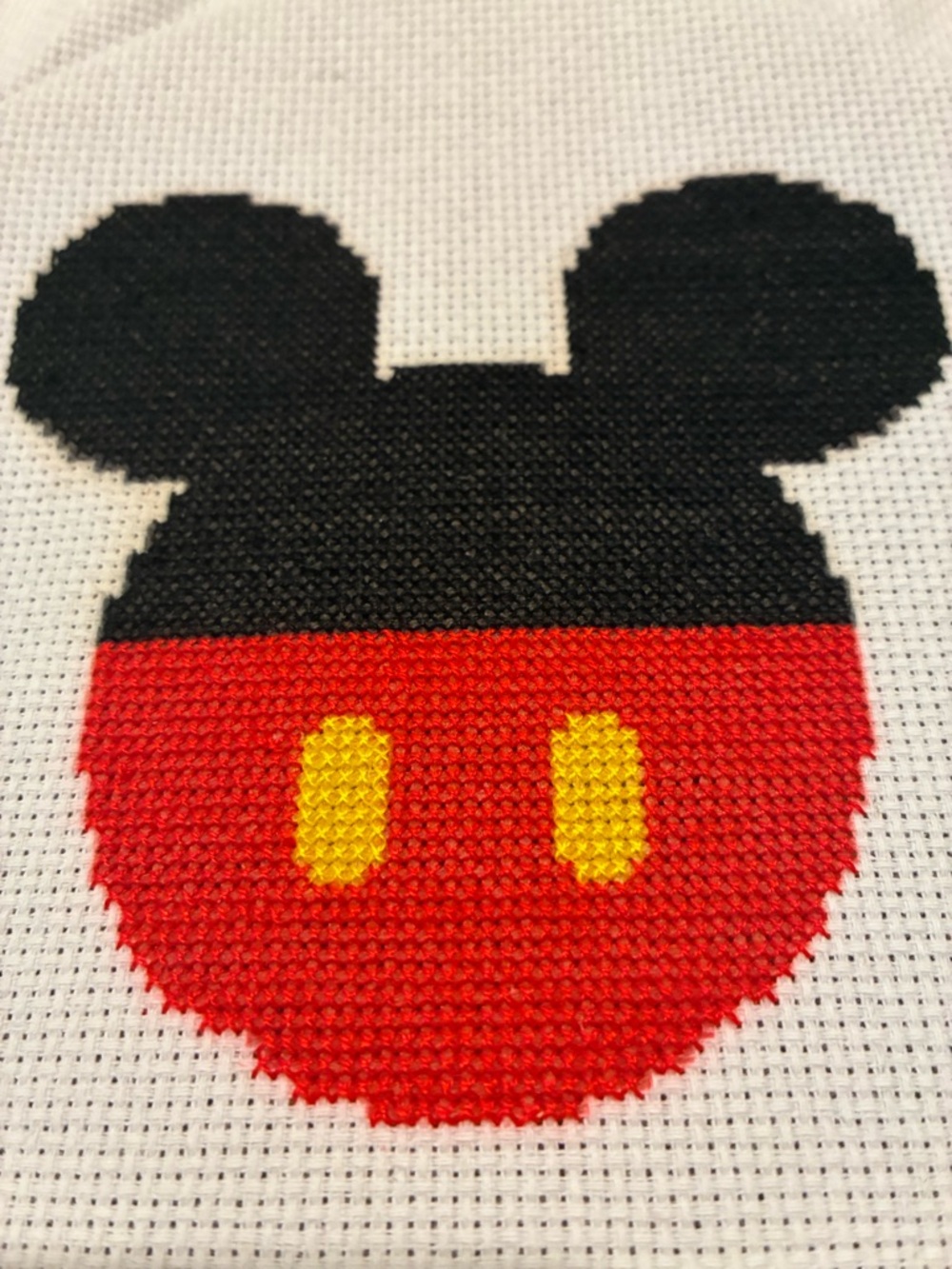 Mickey Mouse Cross-Stitch Completed Mickey Motif Handmade